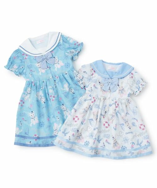 mezzo piano / メゾピアノ ミニ丈・ひざ丈ワンピース | ウサギ・ネコ　航海柄　セーラーワンピース | 詳細10