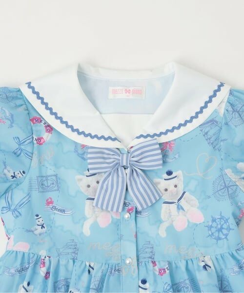 mezzo piano / メゾピアノ ミニ丈・ひざ丈ワンピース | ウサギ・ネコ　航海柄　セーラーワンピース | 詳細2