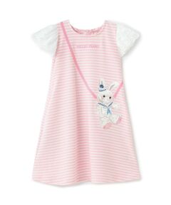 mezzo piano / メゾピアノ ミニ丈・ひざ丈ワンピース | リップルボーダー　ポシェット風ワンピース