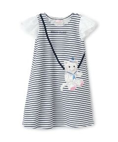 mezzo piano / メゾピアノ ミニ丈・ひざ丈ワンピース | リップルボーダー　ポシェット風ワンピース