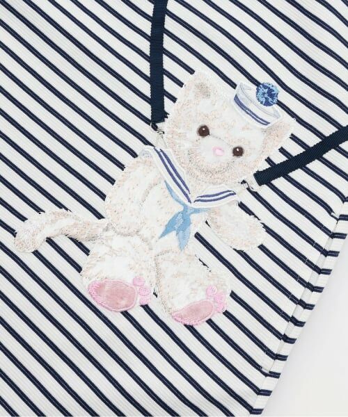 mezzo piano / メゾピアノ ミニ丈・ひざ丈ワンピース | リップルボーダー　ポシェット風ワンピース | 詳細5