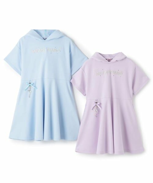 mezzo piano / メゾピアノ ミニ丈・ひざ丈ワンピース | チャームつき どうぶつ耳 半袖パーカワンピース | 詳細13