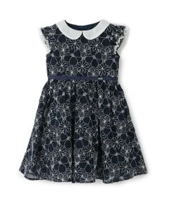 mezzo piano / メゾピアノ ミニ丈・ひざ丈ワンピース | フラワー刺しゅう　衿つきワンピース