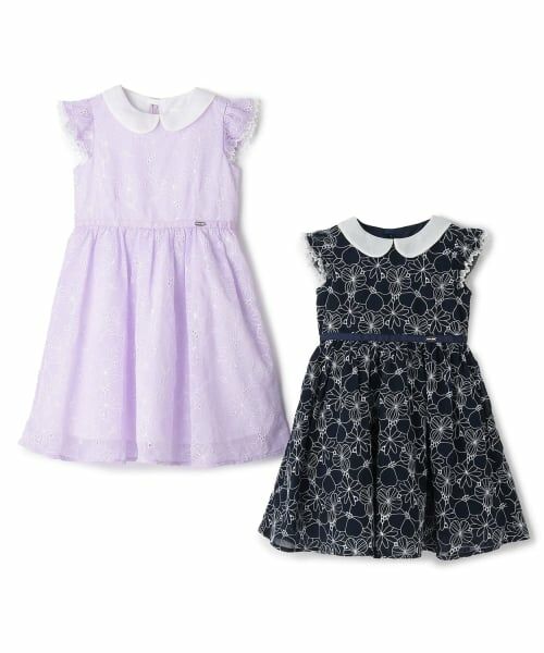 mezzo piano / メゾピアノ ミニ丈・ひざ丈ワンピース | フラワー刺しゅう　衿つきワンピース | 詳細10