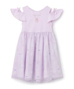 mezzo piano / メゾピアノ ミニ丈・ひざ丈ワンピース | バレエ総柄　チュールドッキングワンピース