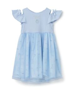 mezzo piano / メゾピアノ ミニ丈・ひざ丈ワンピース | バレエ総柄　チュールドッキングワンピース