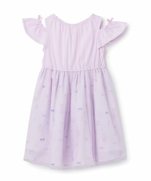 mezzo piano / メゾピアノ ミニ丈・ひざ丈ワンピース | バレエ総柄　チュールドッキングワンピース | 詳細1