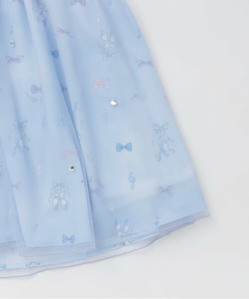 mezzo piano / メゾピアノ ミニ丈・ひざ丈ワンピース | バレエ総柄　チュールドッキングワンピース | 詳細7