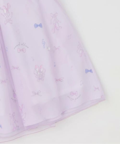 mezzo piano / メゾピアノ ミニ丈・ひざ丈ワンピース | バレエ総柄　チュールドッキングワンピース | 詳細8