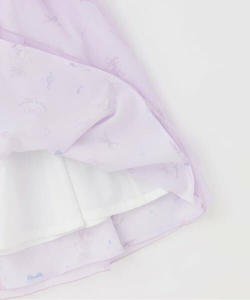 mezzo piano / メゾピアノ ミニ丈・ひざ丈ワンピース | バレエ総柄　チュールドッキングワンピース | 詳細9