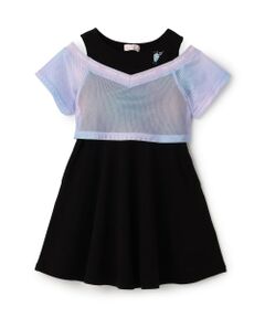 mezzo piano / メゾピアノ ミニ丈・ひざ丈ワンピース | メッシュ　ドッキングワンピース