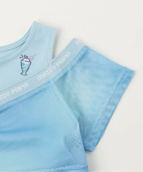 mezzo piano / メゾピアノ ミニ丈・ひざ丈ワンピース | メッシュ　ドッキングワンピース | 詳細3