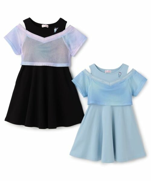 mezzo piano / メゾピアノ ミニ丈・ひざ丈ワンピース | メッシュ　ドッキングワンピース | 詳細8