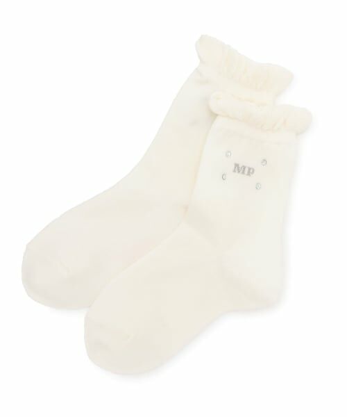 mezzo piano / メゾピアノ ソックス | ラインストーン　ソックス【日本製】（白）