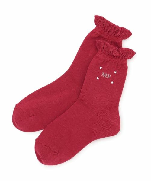 mezzo piano / メゾピアノ ソックス | ラインストーン　ソックス【日本製】（赤）