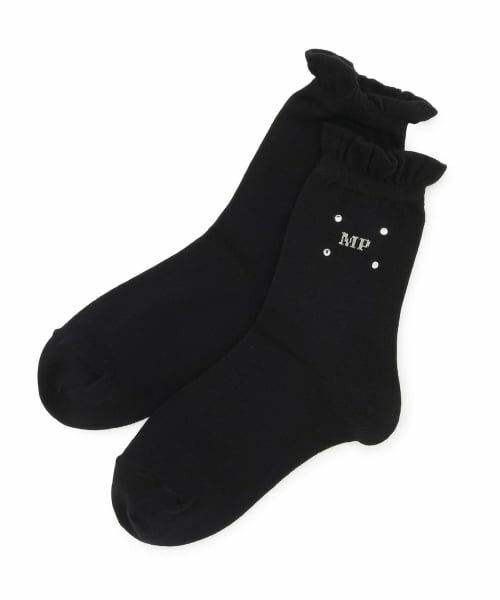 mezzo piano / メゾピアノ ソックス | ラインストーン　ソックス【日本製】（黒）