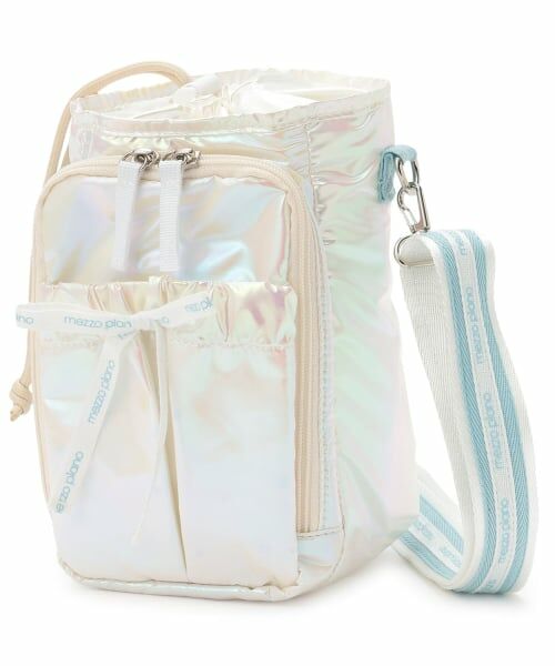 mezzo piano / メゾピアノ ショルダーバッグ | ロゴリボン　ペットボトルホルダー付ショルダーバッグ（オフ ホワイト）