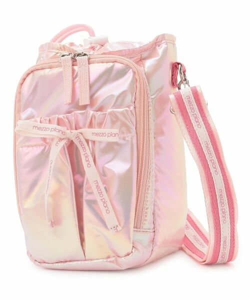 mezzo piano / メゾピアノ ショルダーバッグ | ロゴリボン　ペットボトルホルダー付ショルダーバッグ（ライト ピンク）