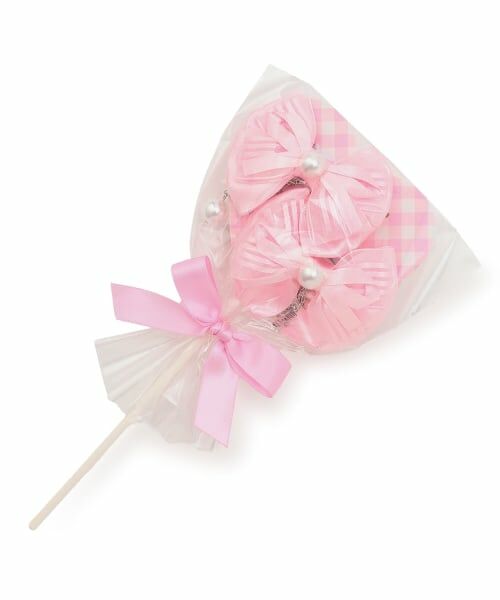 mezzo piano / メゾピアノ ヘアゴム・シュシュ | キャンディラッピング　リボンパールヘアアクセサリーセット（ピンク）