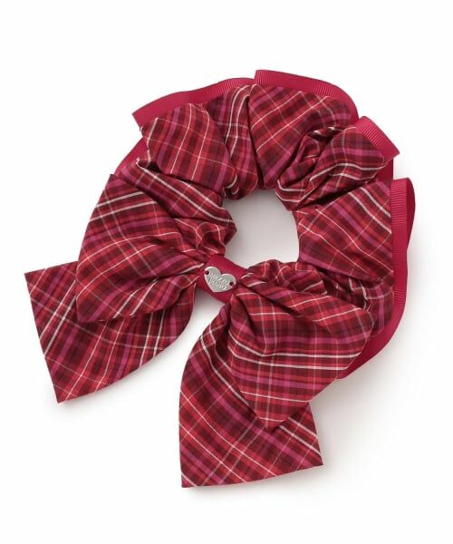 mezzo piano / メゾピアノ ヘアゴム・シュシュ | チェック　リボンシュシュ（赤）