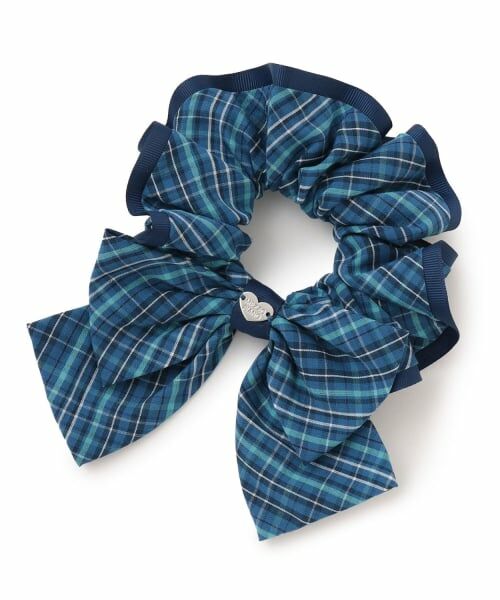 mezzo piano / メゾピアノ ヘアゴム・シュシュ | チェック　リボンシュシュ（グリーン）