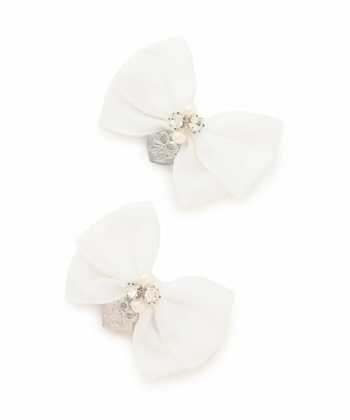 mezzo piano / メゾピアノ ヘアピン | ミニリボン　ヘアクリップ2個セット（オフ ホワイト）