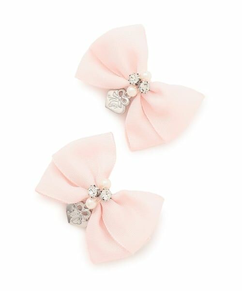 mezzo piano / メゾピアノ ヘアピン | ミニリボン　ヘアクリップ2個セット（ライト ピンク）