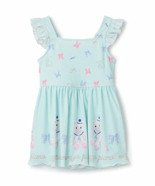 mezzo piano / メゾピアノ 水着・スイムグッズ | ウサギ・ネコ　航海柄　ワンピース水着（サックス）