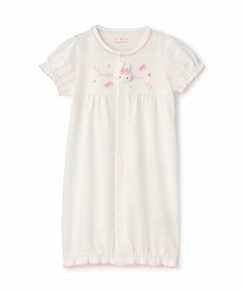 mezzo piano / メゾピアノ ロンパース | ウサギマスコット付　半袖2wayオール（オフ ホワイト）