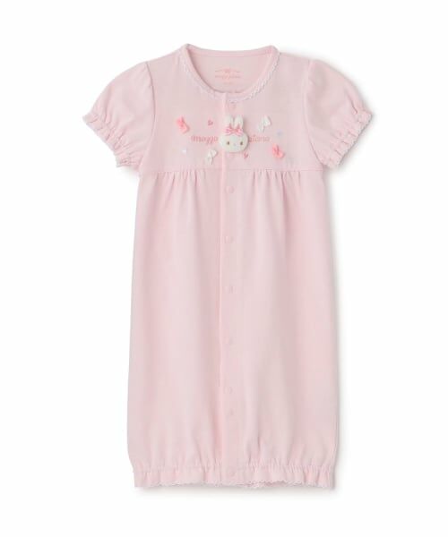 mezzo piano / メゾピアノ ロンパース | ウサギマスコット付　半袖2wayオール（ライト ピンク）