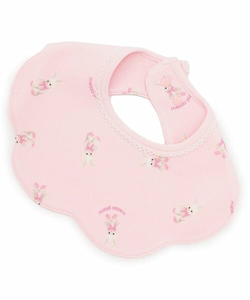 mezzo piano / メゾピアノ スタイ・ビブ | 動物柄スカラップスタイ（ライト ピンク）