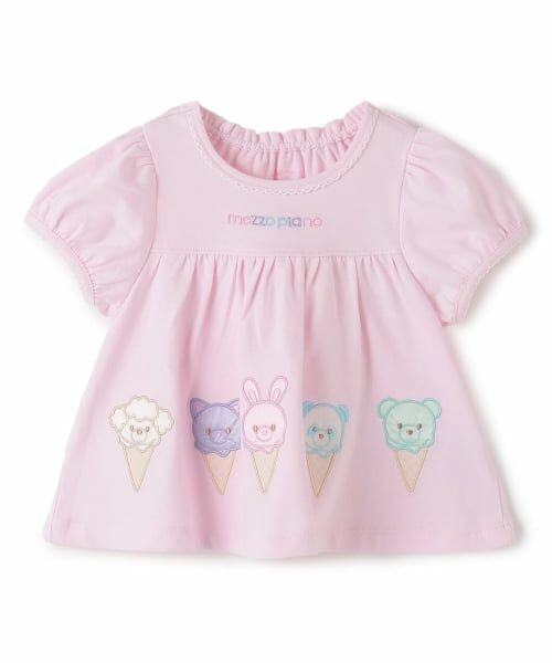 mezzo piano / メゾピアノ Tシャツ | アニマルジェラート　半袖Tシャツ（ライト ピンク）