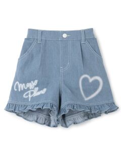 mezzo piano / メゾピアノ ショート・ハーフ・半端丈パンツ | 【人気商品再入荷】【直営店で取り扱い無し】ハートペイントデニム　ショートパンツ