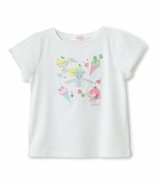 mezzo piano / メゾピアノ Tシャツ | 【人気商品再入荷】【直営店で取り扱い無し】フルーツシャーベットアップリケ 半袖Tシャツ(オフ ホワイト)
