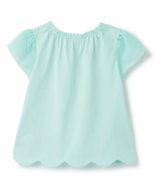 mezzo piano / メゾピアノ Tシャツ | 【人気商品再入荷】【直営店で取り扱い無し】シェルネックレス刺しゅう　裾スカラップTシャツ | 詳細1