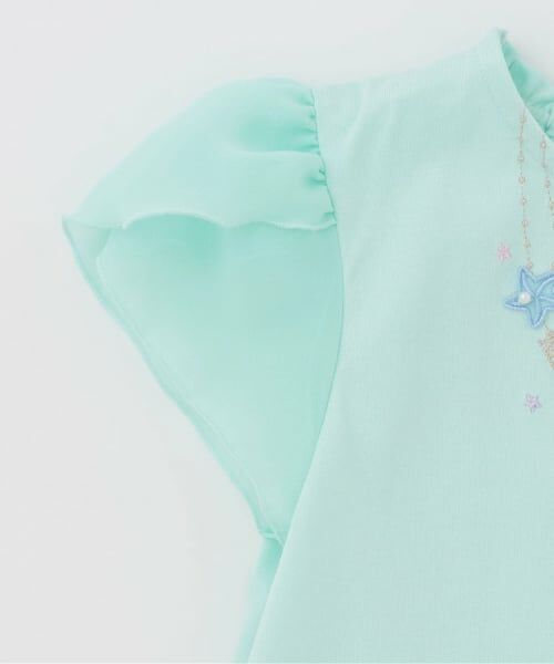 mezzo piano / メゾピアノ Tシャツ | 【人気商品再入荷】【直営店で取り扱い無し】シェルネックレス刺しゅう　裾スカラップTシャツ | 詳細4