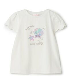 mezzo piano / メゾピアノ Tシャツ | ☆彡シェルアップリケ　パフスリーブTシャツ