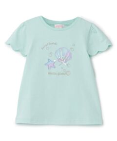 mezzo piano / メゾピアノ Tシャツ | ☆彡シェルアップリケ　パフスリーブTシャツ