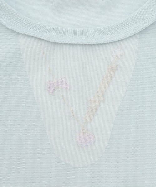 mezzo piano / メゾピアノ Tシャツ | 【人気商品再入荷】【直営店で取り扱い無し】ネックレス刺しゅう 半袖Tシャツ | 詳細4