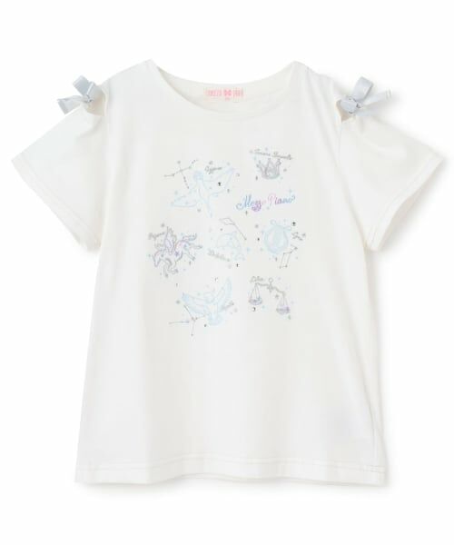 mezzo piano / メゾピアノ Tシャツ | 蓄光プリント 星座 半袖Tシャツ(オフ ホワイト)