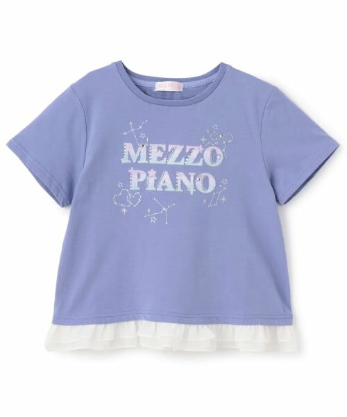 mezzo piano / メゾピアノ Tシャツ | キラキラ星座ロゴ 半袖Tシャツ(ディープ ブルー)