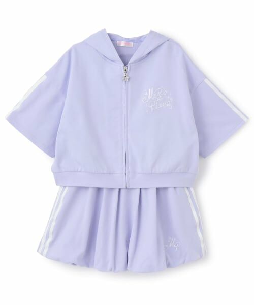 mezzo piano / メゾピアノ その他トップス | 半袖ZIPパーカ&バルーンスカート セットアップ(ラベンダー)