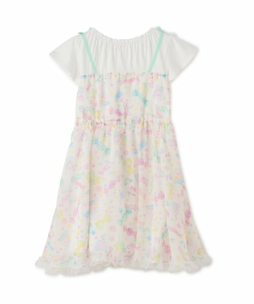 mezzo piano / メゾピアノ ミニ丈・ひざ丈ワンピース | 【人気商品再入荷】【直営店で取り扱い無し】キャンディ柄 ドッキングワンピース | 詳細1