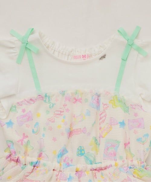 mezzo piano / メゾピアノ ミニ丈・ひざ丈ワンピース | 【人気商品再入荷】【直営店で取り扱い無し】キャンディ柄 ドッキングワンピース | 詳細2