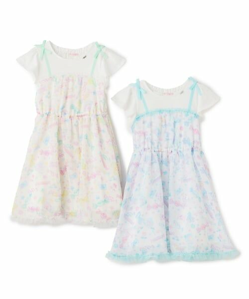 mezzo piano / メゾピアノ ミニ丈・ひざ丈ワンピース | 【人気商品再入荷】【直営店で取り扱い無し】キャンディ柄 ドッキングワンピース | 詳細7