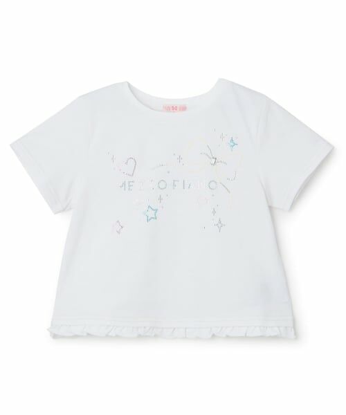 mezzo piano / メゾピアノ Tシャツ | キラキラモチーフロゴ 半袖Tシャツ(オフ ホワイト)