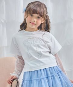 mezzo piano / メゾピアノ Tシャツ | 袖ラメチュール　2wayTシャツ