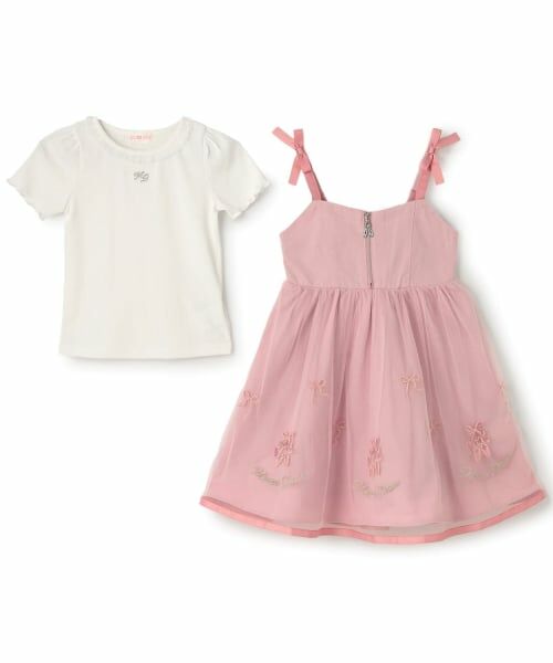 mezzo piano / メゾピアノ ブルゾン | バレエ刺しゅうキャミワンピース&半袖Tシャツセット | 詳細2