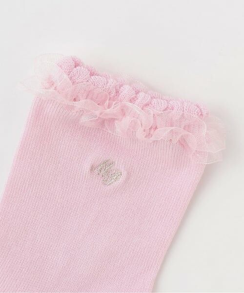 mezzo piano / メゾピアノ ソックス | フリルロゴ刺繍ソックス【日本製】 | 詳細1