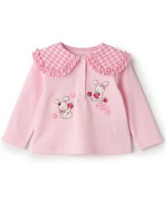 mezzo piano / メゾピアノ Tシャツ | レトロウサギ　ビッグカラー長袖Tシャツ